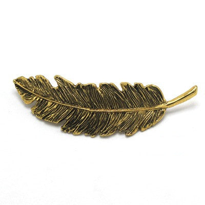 Vintage Gold Retro Metal Feather Big HairClip