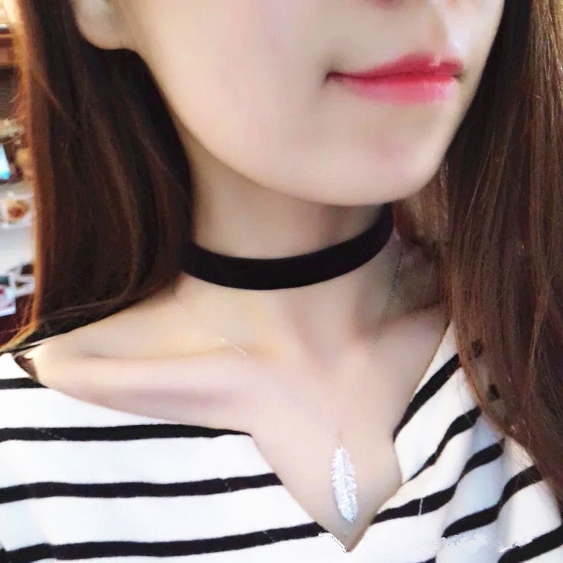 Ribbon Black Velvet Choker Necklaces For Women Multi-Size 2pcs Handmade Jewelry