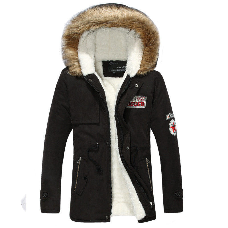 Thick Fur Collar Long Hooded Parka Winter Jacket For Men