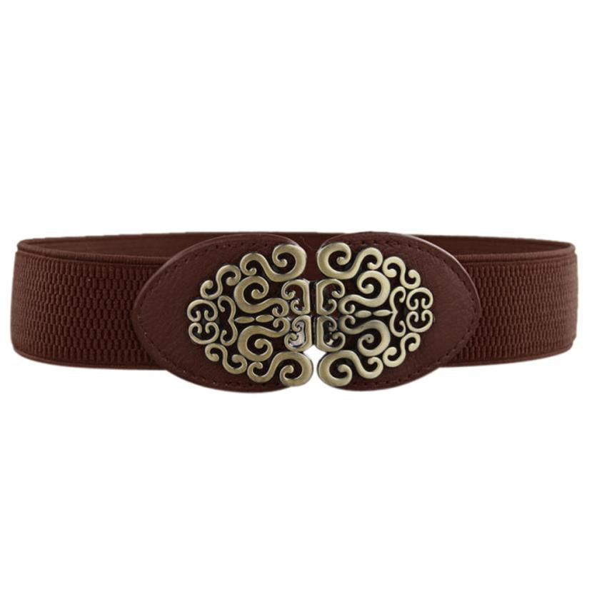 Flower Design Automatic Buckle Elastic Belt For Women