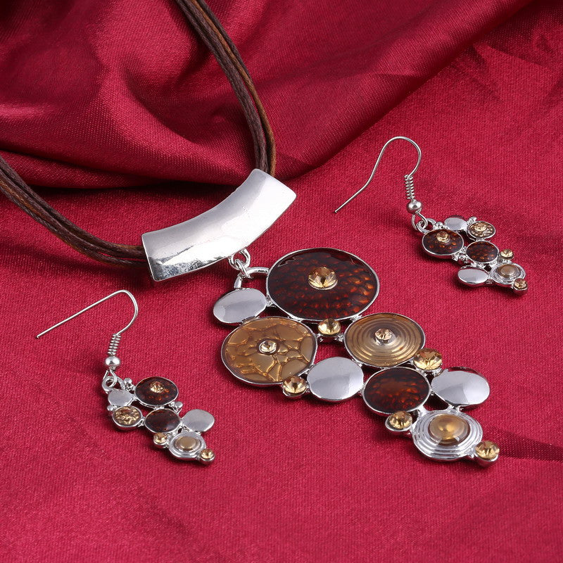 Vintage Jewelry Sets Big Circle Enamel Necklaces Earrings