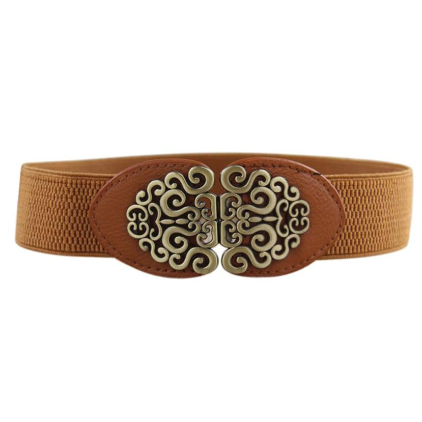 Flower Design Automatic Buckle Elastic Belt For Women