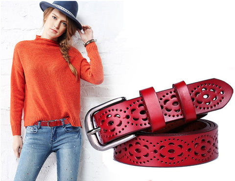Wide Genuine Leather Belt For Woman