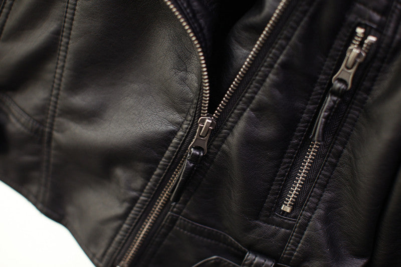 Rivet Zipper Motorcycle Faux Leather Women Jackets