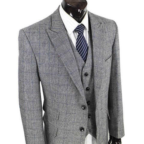 Gray Wool Retro Gentleman Style Tailor Suits for Men 3Pcs