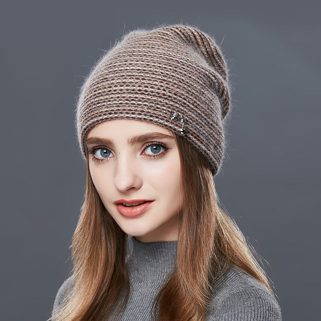 Cashmere Knitted Winter Hats For Women In Mixed Color