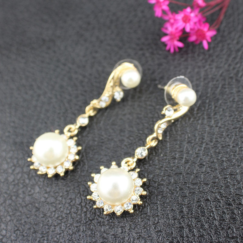 Pearl Necklaces Earrings Drop Apparel Crystal Wedding Jewelry Sets