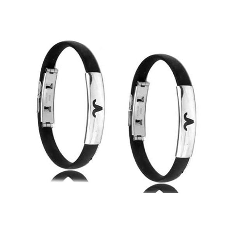 Rubber Silver Wristbands Bracelets mj-