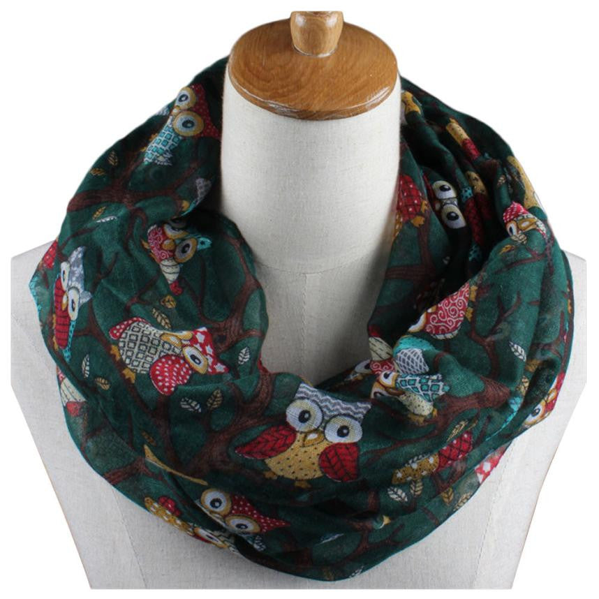 Newly Design Ladies Owl Cartoon Print Warm Wrap Scarves