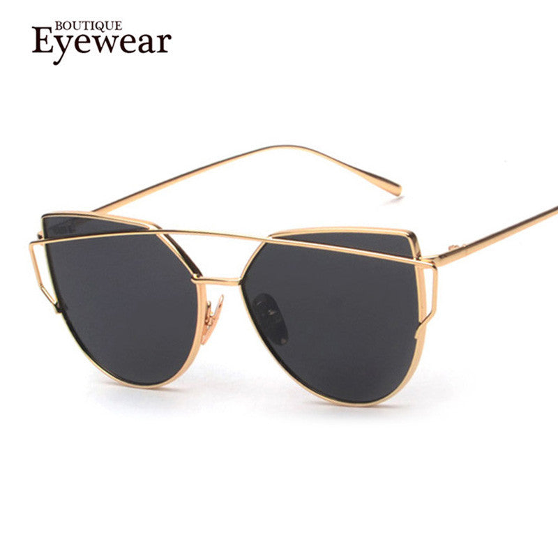 New Luxury Cat Eye Sunglasses for Women Double-Deck Alloy Frame UV400