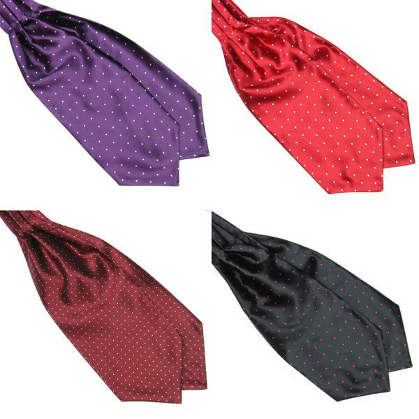 High Quality Fashion Polka Dot Long Silk Cravat Ascot Ties for Men