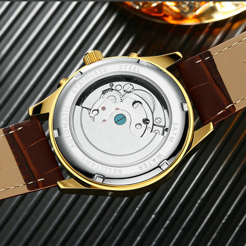 Skeleton Tourbillon Mechanical Automatic Classic Rose Gold Wrist Watch wm-m