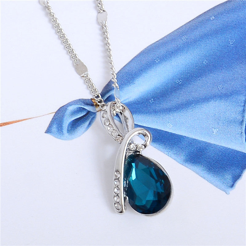 10 Colors Crystal Necklaces Pendants Silver Jewelry