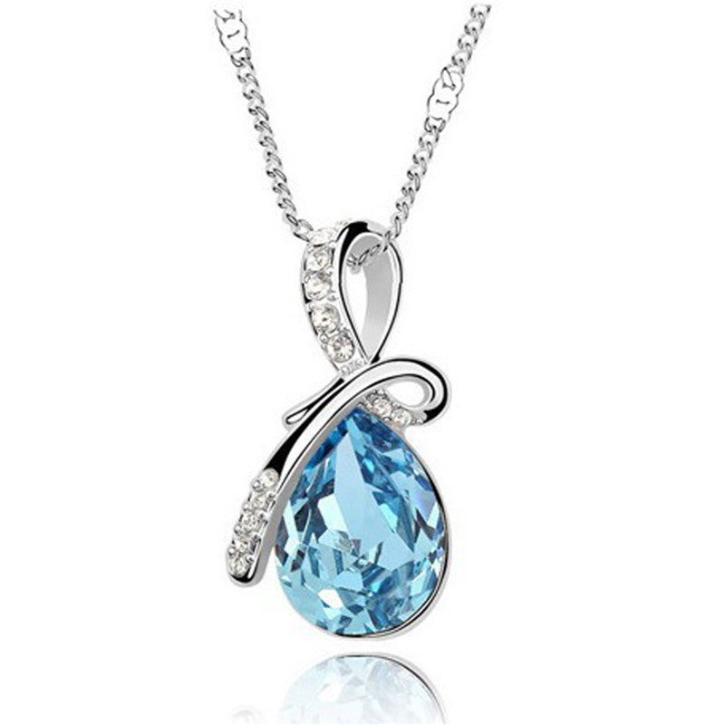 10 Colors Crystal Necklaces Pendants Silver Jewelry