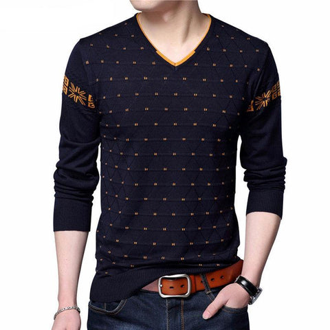 Quality Wool Pullover Casual V-Neck Men's Sweater