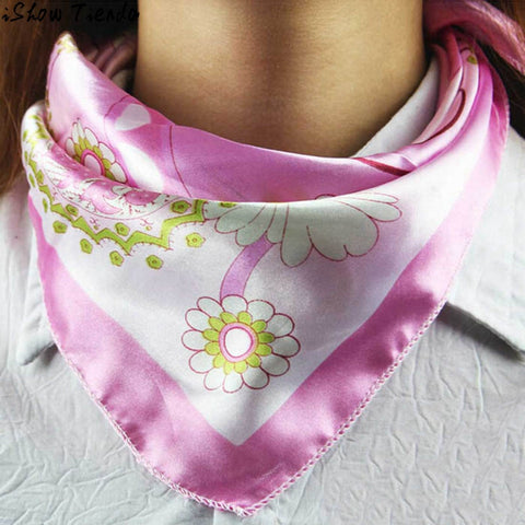 Silk Small Square Wrap Floral Printed Scarves For Women