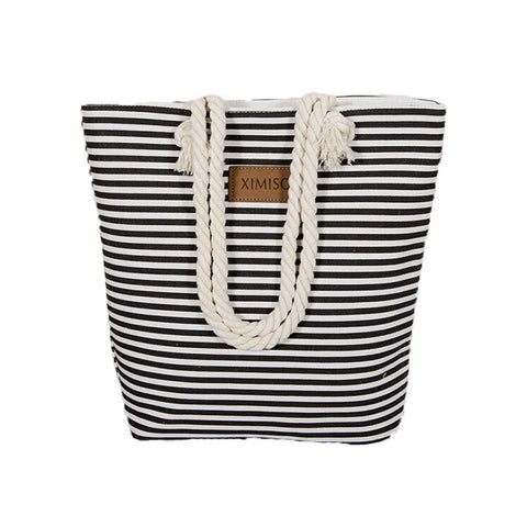 Striped Design Canvas Beach Bags Tote