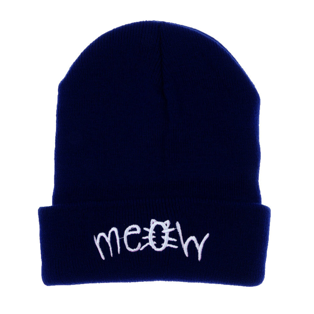 Hats For Women Knitting MEOW Letter Hiphop Cap