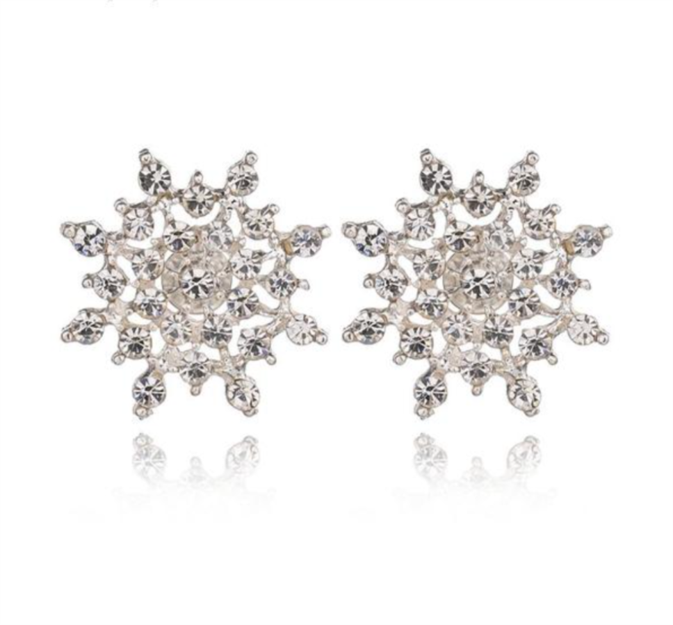 Rhinestone Snowflake Stud Earrings For Women