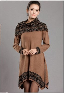 Long Cashmere Dress Irregular Loose Large Size Sweaters For Women