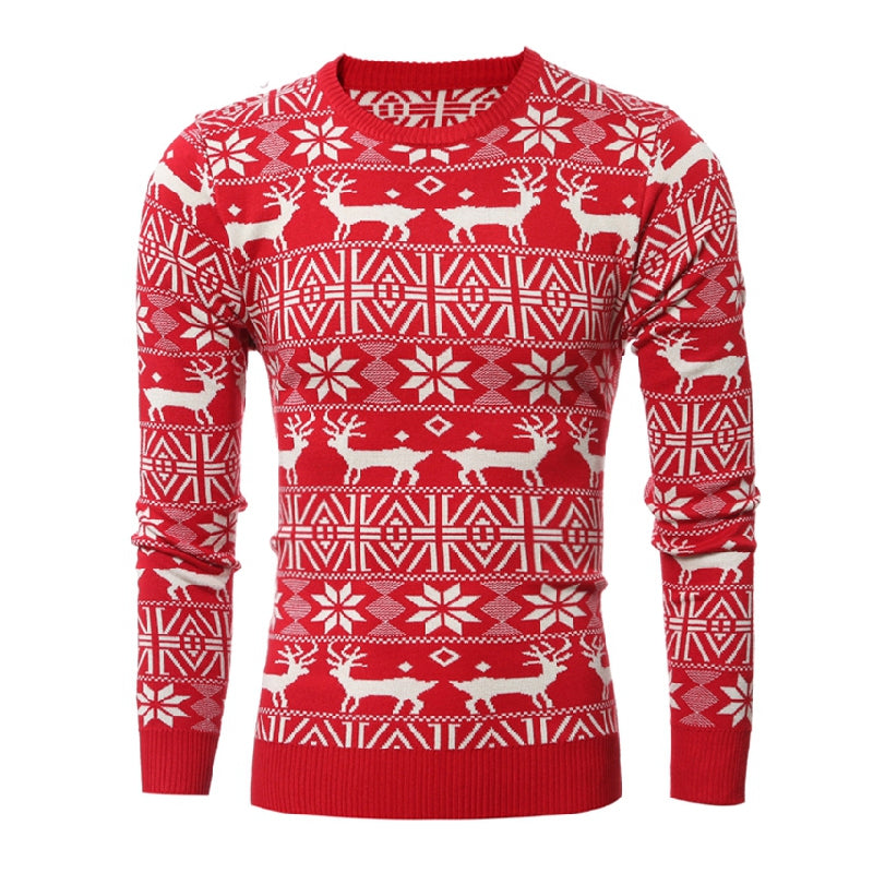 Deer Pattern Long Sleeve Men's Sweater