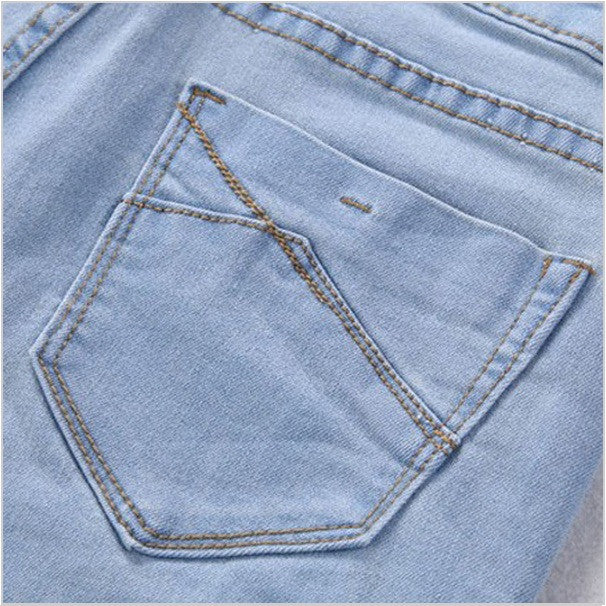 Blue Slim High Waist Elastic Pencil Jeans for Women