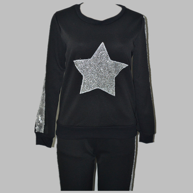 Tracksuits for Women 2-Pieces Silver Star Pattern
