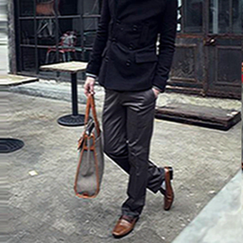 European Fashion Solid Color Basic Straight Business Dress Pants for Men