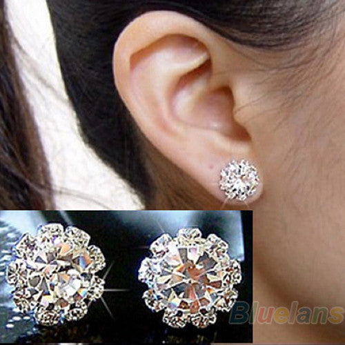 Spherical Crystal Flower Stud Earrings for Women