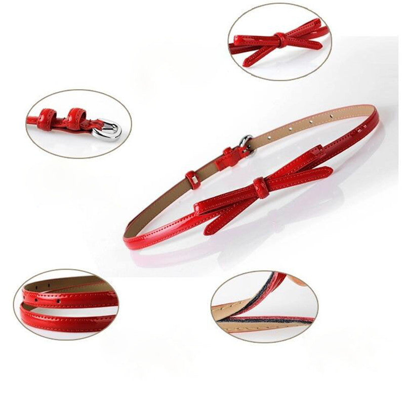 Small Bow Decoration Slim Belt For Women