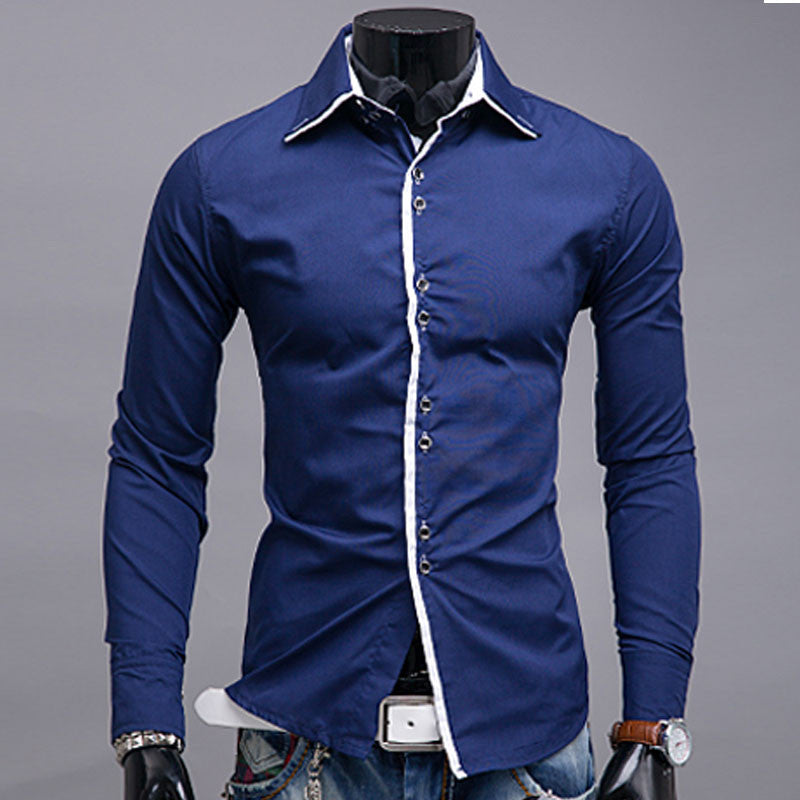 Fashion Casual Mandarin Collar Slim Fit Shirt for Men