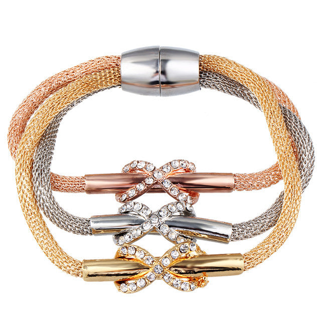 3 Pcs Set Crystal Butterful Elastic Heart Bracelets & Bangles