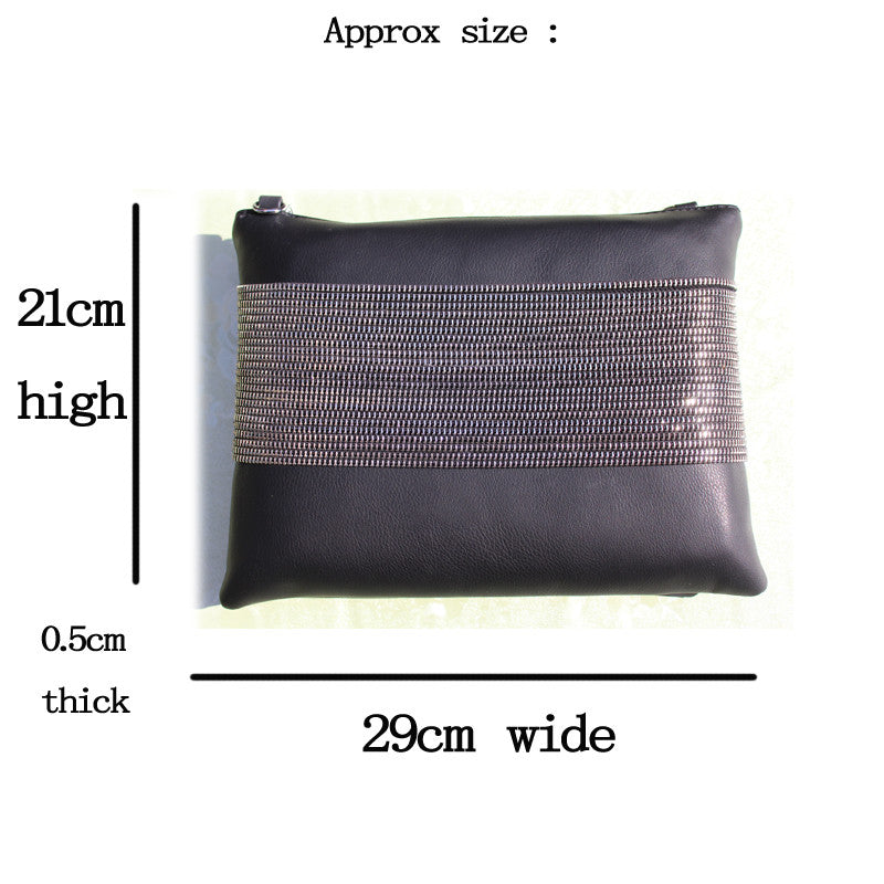 Black Leather Handbag Purses Envelope Day Clutch