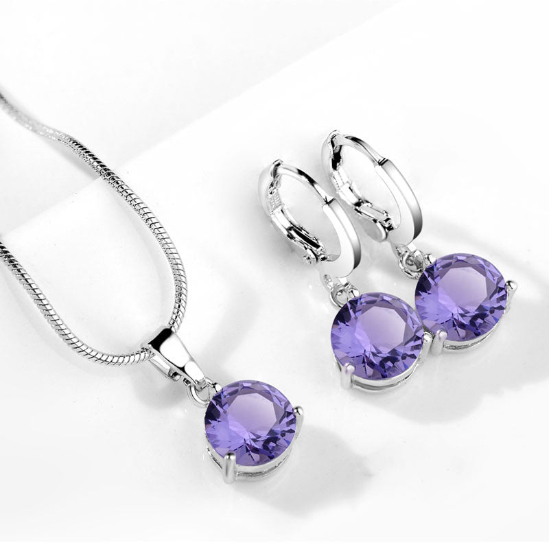 19 Colors Silver Plated Earrings Necklaces Jewelry Sets