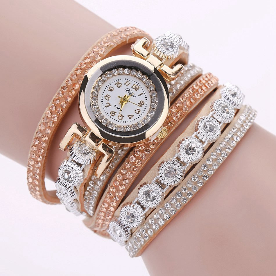 Crystal Bracelet Round Dial Wrist Watch For Women ww-b