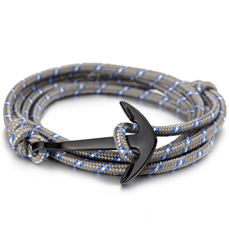 Multilayer Black Anchor Bracelets mj-