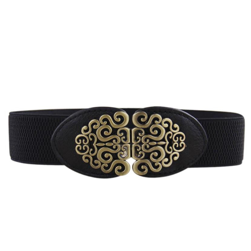 Flower Design Automatic Buckle Elastic Belt For Women