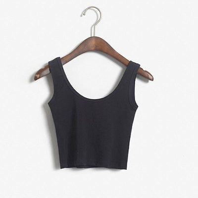 Scoop Neck Sleeveless Fitted Stretch Tops