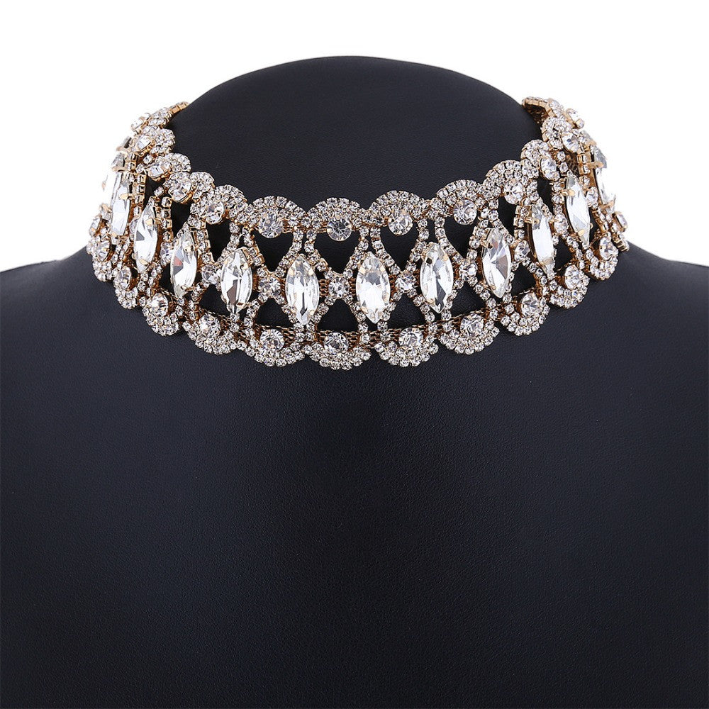 Big Crystal Necklaces Chockers Chunky Collier Wedding Jewelry