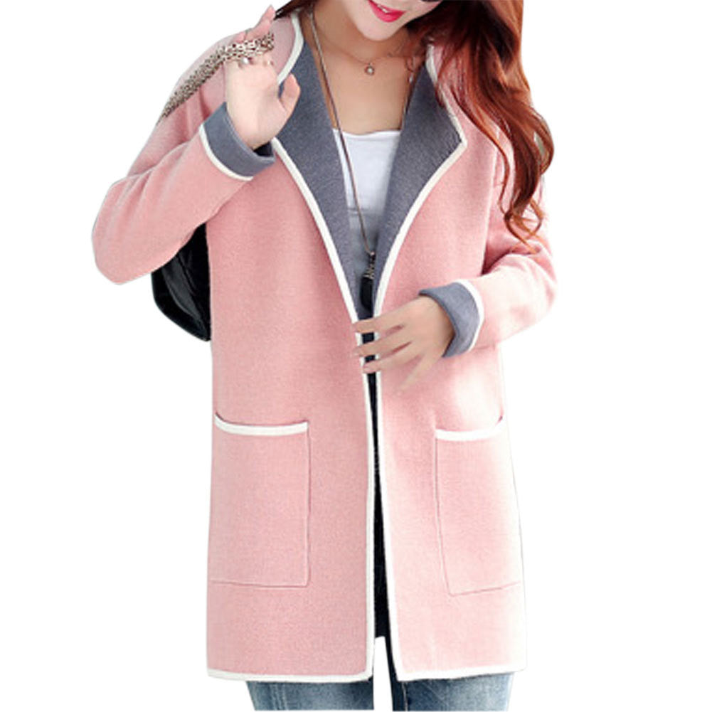 Long Full Sleeve Slim Pocket Knitted Cardigan Sweaters for Women