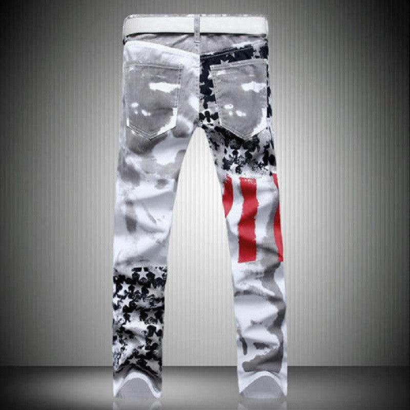American Flag Print Design Jeans for Men