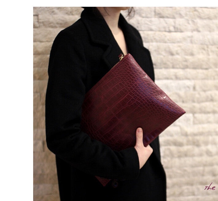 Fashion Crocodile Leather Design Clutch Envelope Bag