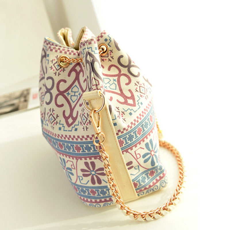 Canvas Drawstring Lady Bucket Chains Shoulder Vintage Bags bws Totes
