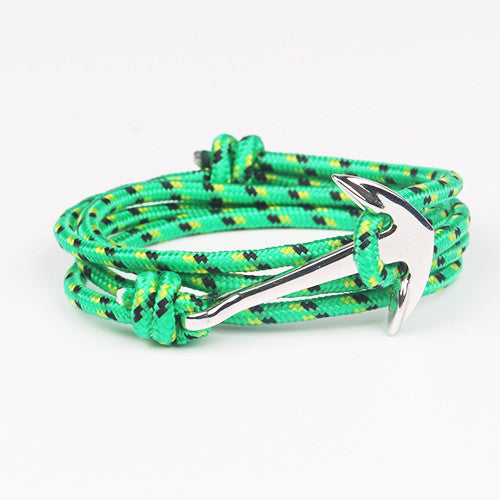 15 Colors Silver Anchor Leather Friendship Bracelets mj-