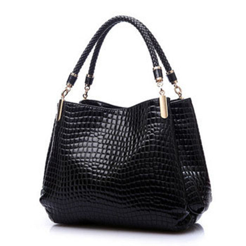 Alligator Leather Look Brand Tote Handbag