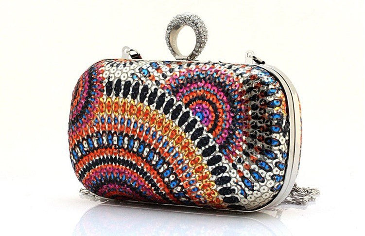 Knuckle Rings Evening Bag Clutch With Chain
