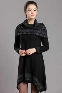 Long Cashmere Dress Irregular Loose Large Size Sweaters For Women