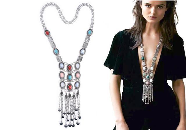 Collar Necklaces & Pendants Vintage Crystal Maxi Choker Silver Collier Fashion Jewelry