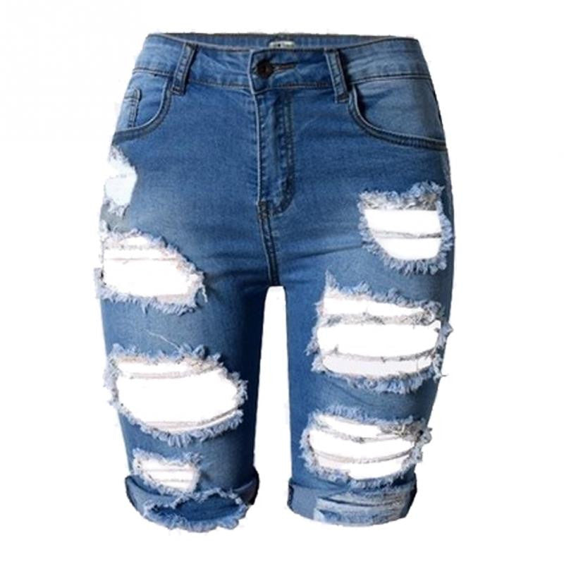 Half Ripped Streachable Jeans For Women