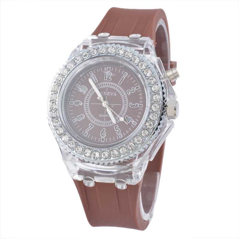 Luminous LED Women Quartz Silicon Band Watch ww-b